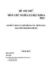 Đề thi thử môn chủ nghĩa xã hội khoa học | Học viện Nông nghiệp Việt Nam