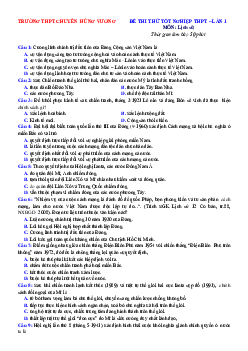 Đề thi thử TN THPT môn Sử 2022 Chuyên Hùng Vương (có lời giải chi tiết ) - Lần 1