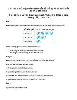 Ôn tập về một số yếu tố thống kê và xác suất: Giải bài tập Luyện tập, thực hành Toán lớp 3 Cánh diều trang 111, 112 tập 2