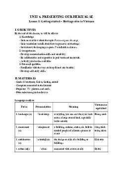 Unit 6: Preserving our heritage - Giáo án Tiếng Anh 11 Global Success