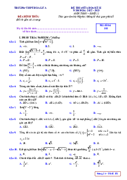 Đề giữa học kỳ 2 Toán 11 năm 2022 – 2023 trường THPT Hoa Lư A – Ninh Bình