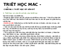Chương 1: Triết học và vấn đề - Triết học Mác - Lênin | Trường Đại học Kinh tế, Đại học Quốc gia Hà Nội