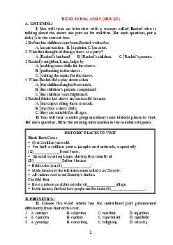Đề thi chọn HSG Tiếng Anh lớp 9 THCS cấp huyện năm 2022-2023 - Đề số 9