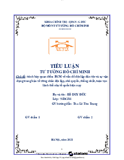 Tiểu luận Tư tưởng HCM | Trường Đại học Giao thông Vận Tải