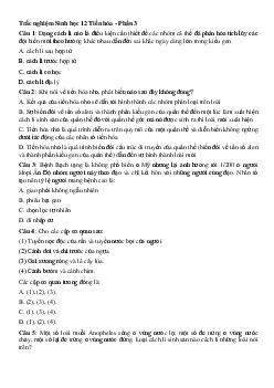 Trắc nghiệm Sinh học 12 Tiến hóa - Phần 3