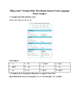 Tiếng Anh 7 Friends Plus Workbook Starter Unit Language Focus trang 5