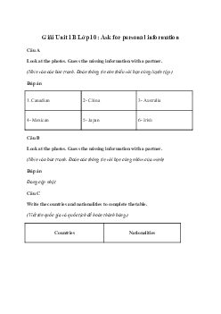 Giải Tiếng Anh 10 Unit 1B: Ask for personal information | Explore New Worlds