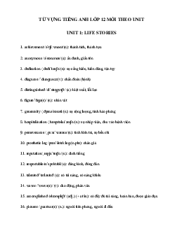 Từ vựng Unit 1 lớp 12 Life Stories