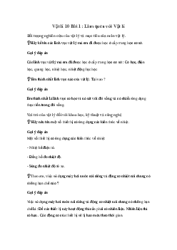 Vật lí 10 Bài 1: Làm quen với Vật lí | Kết Nối Tri Thức