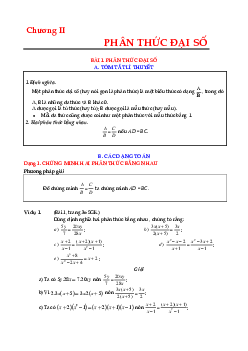 Lý thuyết, các dạng toán và bài tập phân thức đại số