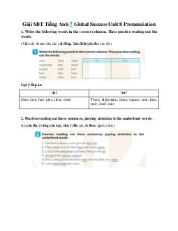 Giải SBT Tiếng Anh 7 Global Success Unit 8 Pronunciation
