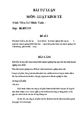 Bài tự luận môn Luật kinh tế | Trường đại học Mở Hà Nội