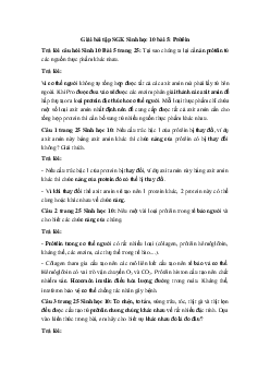 Giải bài tập SGK Sinh học 10 bài 5: Prôtêin