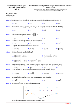 Đề thi thử TN THPT môn Toán 2021 chuẩn cấu trúc đề minh họa -Đề 10 (có lời giải và đáp án)
