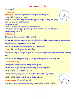 Tài liệu Toán 9 chủ đề góc ở tâm và số đo cung