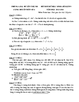 Đề thi thử HSG Toán 9 năm 2023 – 2024 cụm chuyên môn 6 Yên Thành – Nghệ An