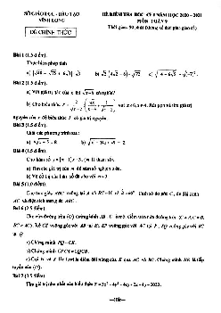 Đề kiểm tra học kỳ 1 Toán 9 năm học 2020 – 2021 sở GD&ĐT Vĩnh Long