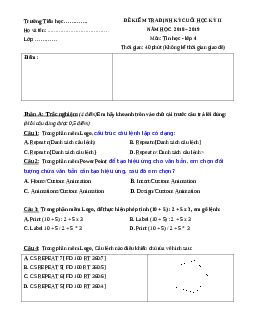 Đề thi học kì 2 môn Tin học lớp 4 năm 2018 - 2019