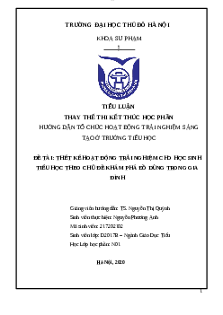 Tiểu luận: Hướng dẫn tổ chức các hoạt động trải nghiệm sáng tạo ở trường tiểu học | Trường Đại Học Thủ Đô Hà Nội