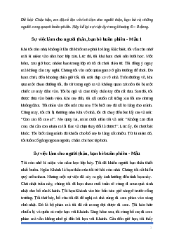 Văn mẫu lớp 8: Đoạn văn kể lại sự việc làm cho người thân, bạn bè và những người xung quanh buồn phiền Ngữ Văn 8 | Cánh diều