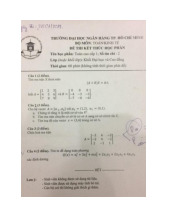 Đề thi cuối kỳ học phần Toán cao cấp 1 năm 2024 - 2025 | Đại học ngân hàng Thành phố Hồ Chí Minh