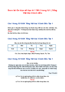 Soạn bài Ôn tập cuối học kì 1 Tiết 1 trang 121 | Tiếng Việt lớp 3 Cánh diều