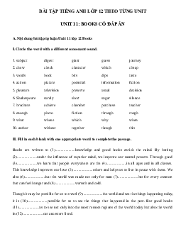 Bài tập tiếng Anh Unit 11 lớp 12 Books (có đáp án)