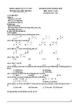 Đề cương học kì 2 Toán 6 năm 2023 – 2024 trường THCS Phú Thượng – Hà Nội