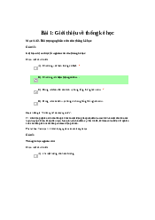 Ôn thi trắc nghiệm - Môn thống kê trong kinh tế và kinh doanh| Đại học Kinh Tế Quốc Dân