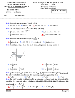 Đề thi học kì 2 Toán 12 năm 2019 – 2020 trường THPT Trần Quang Khải – TP HCM