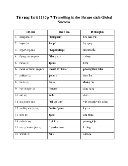 Từ vựng Unit 11 lớp 7 Travelling in the Future sách Global Success