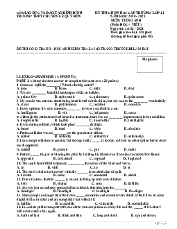 Kỳ Thi Chọn HSG Cấp Trường Lớp 11 Trường Thpt Chuyên Lê Quý Đôn Năm Học 2020 - 2021 Môn Tiếng Anh (có đáp án)