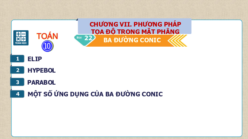 Giáo án Powerpoint bài 22 Ba đường conic sách Kết nối tri thức-Phần 1