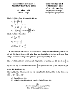 Đề thi HK2 Toán 6 năm 2019 – 2020 trường THCS Thăng Long – TP HCM
