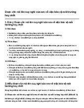 Đoạn văn nói lên suy nghĩ của em về việc bảo vệ môi trường hay nhất