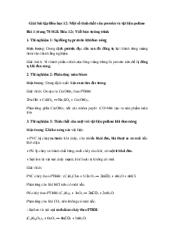 Giải bài tập Hóa học 12 bài 16: Thực hành Một số tính chất của protein và vật liệu polime