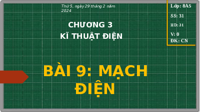 Giáo án điện tử Công nghệ 8 Bài 9 Chân trời sáng tạo:  Mạch điện