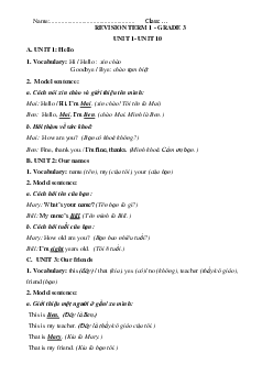 Đề cương ôn tập học kì 1 môn Tiếng Anh 3 - Bộ 2 | Kết nối tri thức