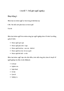 Giải Hoạt động trải nghiệm 11: Thế giới nghề nghiệp | Cánh diều