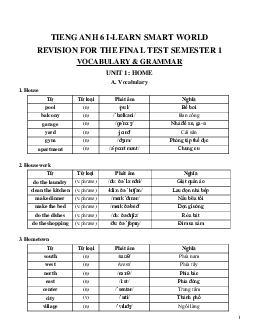 Đề cương ôn thi học kì 1 môn Tiếng Anh 6 sách i-Learn Smart World | Đề 2