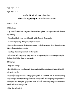 Giáo án môn Vật lí 10 Cánh diều học kỳ 1