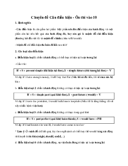 Chuyên đề Câu điều kiện - Ôn thi vào 10