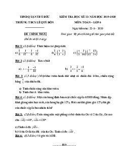 Đề thi HK2 Toán 6 năm 2019 – 2020 trường THCS Lê Quý Đôn – TP HCM