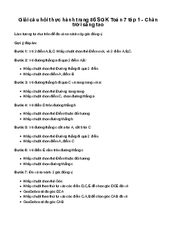 Giải Toán 7 Bài 5: Hoạt động thực hành và trải nghiệm: Vẽ hai đường thẳng song song và đo góc bằng phần mềm GeoGebra | Chân trời sáng tạo
