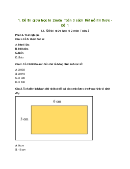 Bộ đề thi giữa học kì 2 môn Toán 3 năm 2023 - 2024 | Kết nối tri thức