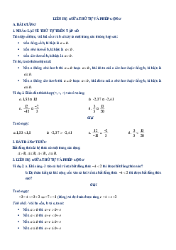 Chuyên đề liên hệ giữa thứ tự và phép cộng, liên hệ giữa thứ tự và phép nhân