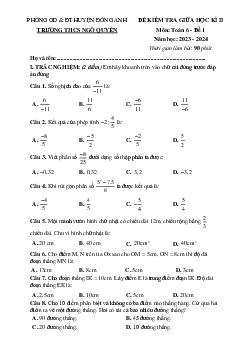 Đề thi giữa học kì 2 Toán 6 năm 2023 – 2024 trường THCS Ngô Quyền – Hà Nội