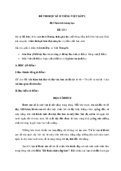 Đề thi học kì 2 lớp 2 môn Tiếng Việt theo Thông tư 27 - Đề 3 | Chân trời sáng tạo