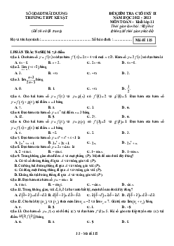 Đề cuối kỳ 2 Toán 11 năm 2022 – 2023 trường THPT Kẻ Sặt – Hải Dương