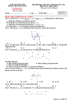 Đề giữa học kỳ 1 Toán 12 năm 2023 – 2024 trường THPT Hướng Hóa – Quảng Trị